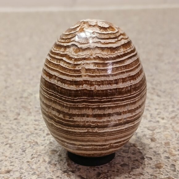 Brown & Tan Banded Aragonite Egg from Madagascar (NWOT) - Picture 3 of 12